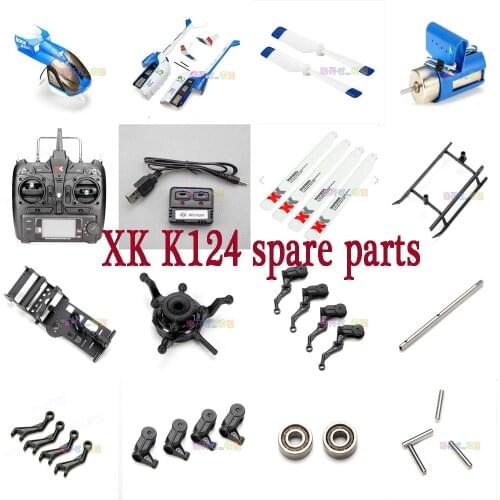 Wltoys XK K124 RC Helicopter spare parts motor servo propellers blades shell landing gear bearing receiver remote controller etc