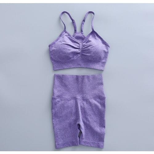 Women Sportwear Seamless Fitness Tracksuit Yoga Set Workout Bra Gym Clothing Sport Shorts Push Up Crop Top High Waist Leggings