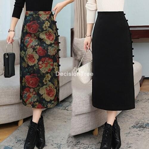 2021 women vintage elegant qipao girl princess wedding evening skirt chinese cheongsam skirts lady highwaist cheongsam skirts