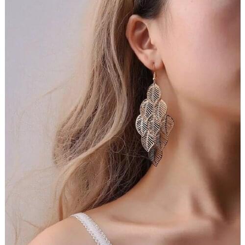 2020 New Fahion Womens Earrings Leaves Shape Drop Earrings for Women Bijoux Korean Boucle Weeding Girl Gifts Jewelry Wholesale