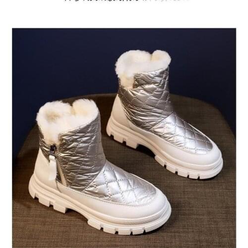 Winter Warm Fur Sneakers 2021 High Top Short Tube Ankle Shoes Snow Boots 2021 New Plush Fur Warm Winter Shoes White Ankle Boots