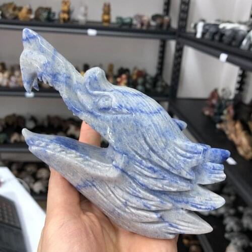 1PC Wolf Head Big Decoration Natural Stone Healing Crystal Animal Quartz Reiki ornaments