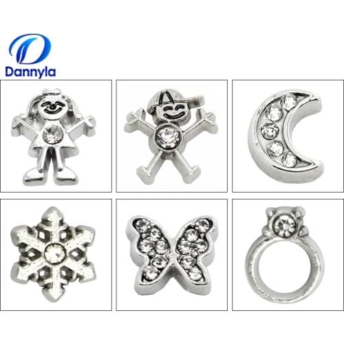 10pcs/lot Wholesale Mini Mix Style Silver Color Floating Charms Fit Glass Floating Locket LSFC042-588