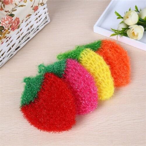 10pcs Creative Washing Dish Towel Fruit Shape Rags Thicken Scouring Pad Sponge Cloth Scouring Kitchen Cleaning Dishcloths