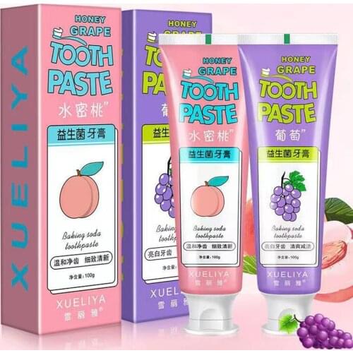 100g Probiotic Toothpaste Fruit Juicy Peach Grape Flavor To Yellow Tartar Brightening Bad Breath Refreshing Mouth Toothpaste