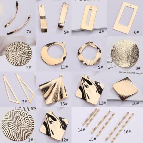 12pc/lots KC Golden Plated Copper Geometric Irregular Minimalist Metal Pendants For Diy Drop Earrings Jewelry Making Accessories