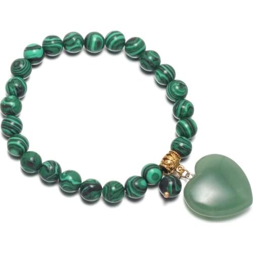 2020 New Natural Stone Bead Malachite Bracelets Green Aventurine Pendant Jewelry For Women Bracelets Birthday Gift Length 18.5cm