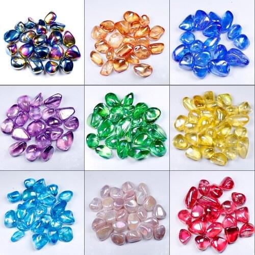 50g/bag Natural clear quartz Electroplating colors Health energy stone 2-4cm Garden fish tank decoration Large grain stone