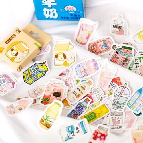 50pcs/box Kawaii Cute Milk Coffee Drink Paper Decoration Stationery Stickers DIY Diary Planner Label Stickers Student Supplies