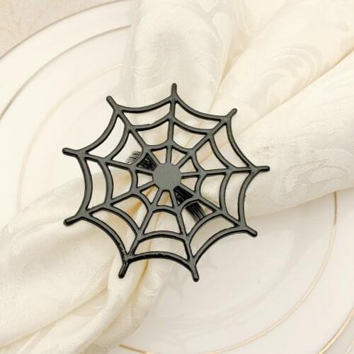 6pcs/lot Upscale hotel Halloween black spider web napkin buckle napkin ring spider napkin circle cloth ring