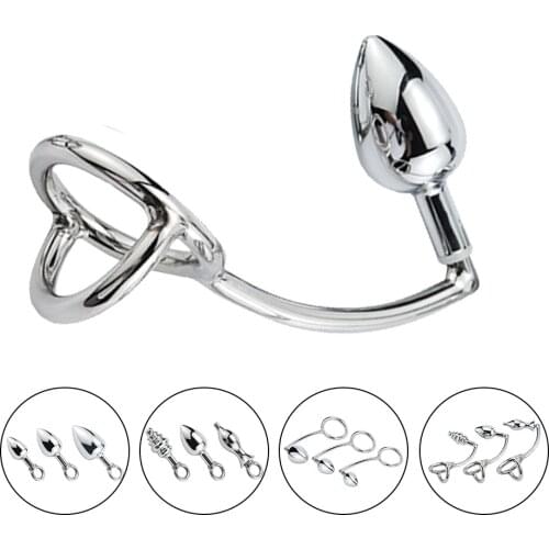 Stainless Steel Anal Hook For Men Prostate Massager Butt Plug Anus Dilator Cock Ring Penis Rings Delay Ejaculation Sex Products