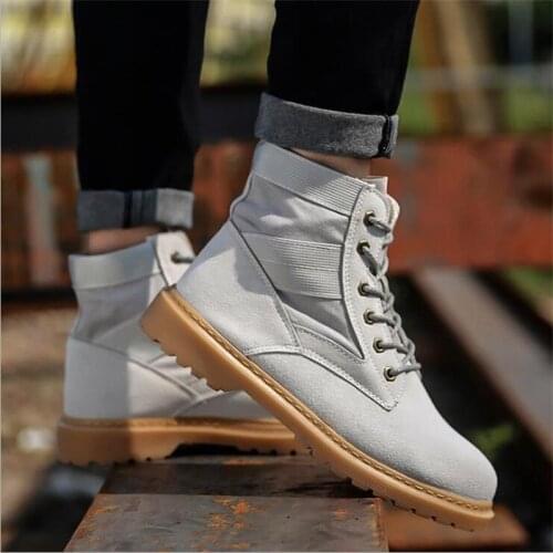 2019 Spring And Autumn New Fashion Handsome Stitching High-top Casual Outdoor Non-slip Front Straps Trendy Mens Martin Boots