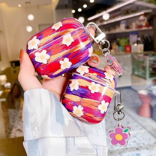 Oil Painting Flowers Pattern Soft Case For Airpods Pro 2 1 Protective Cases Bluetooth Earphone Shockproof Cover With Hook Floral