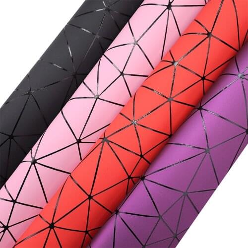 A4 Sheet Black Geometric Network Faux Leather Fabric Synthetic Handbag Bow Craft DIY Sewing Material H0617