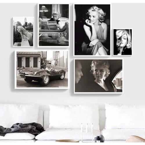 Marilyn Monroe Movie Star Black and White Figure Living Room Wall Painting art Poster Oil Painting Furniture Decoration Painting