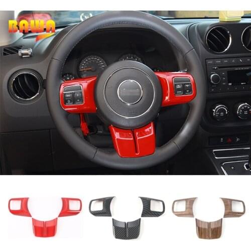 BAWA Interior Mouldings Steering Wheel Decoration for Jeep Wrangler 2011-2017 ABS Car Steering Wheel Decoration Cover
