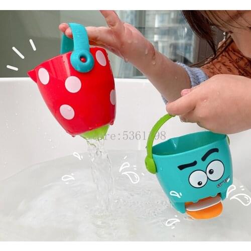 Children Baby Shower Toys Pouring Cup Flow Style Bucket Water Spray Tool Cute Cartoon Animal Childrens Toy Gift Water Play Toys