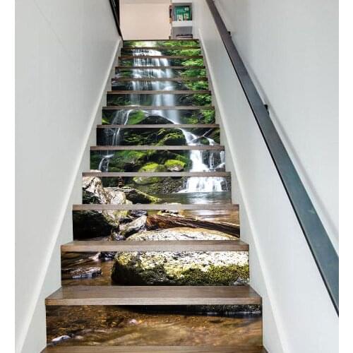 Hills And Slowing Water Staircase Sticker For To The Second Floor Decorative House Stairs Wallpaper Self-adhesive Wall Decals