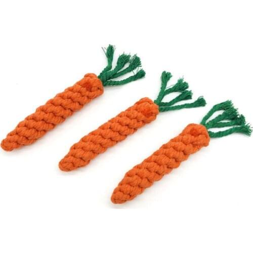Hand made Carrot Dog Toy Long Braided Cotton Rope Puppy Chew Toys Traning Fun Playing Green Rope Ball Toy For Pet