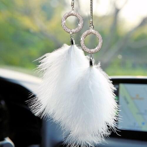 2pcs Artificial feather +Rhinestone Car Hanging Decor Nordic Room Wall Car Home Decor Car Accessories Ornament