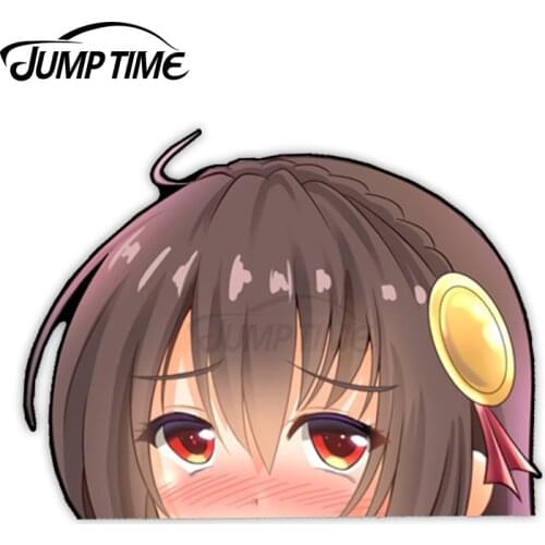 JumpTime 13 x 10.1 cm Anime Yunyun Peeker Car Stickers Windows Waterproof Decal Motorcycle Helmet Fine Laptop Bumper Decoration