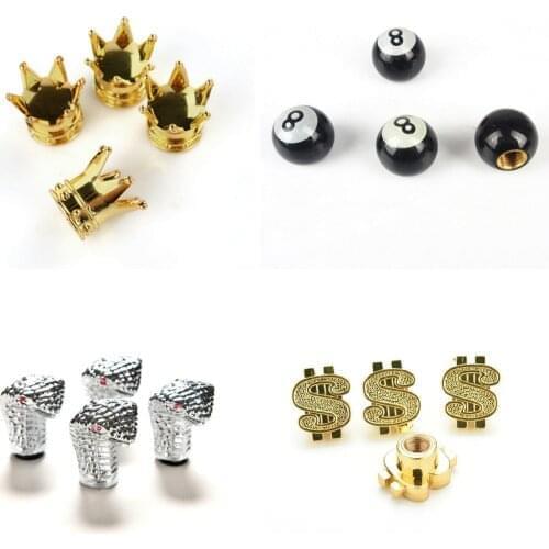 4pcs/lot Bicycle Tire Valve Caps Universal Dustproof Gold Crown Tyre Wheel Stem Air Valve Caps Tire Valve Auto Truck Bike