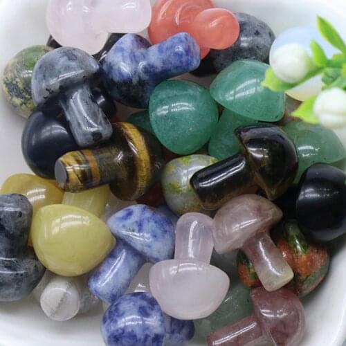 Crystal Mini Mushroom Statue Natural Stone Quartz Crystal Massage Wand Kawaii Room Decor Gift Home Decoration Accessories