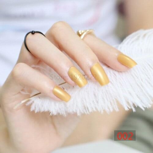 2020 24pcs Hot sell fashion Long section Square head candy false nails decoration Pearl gold M002