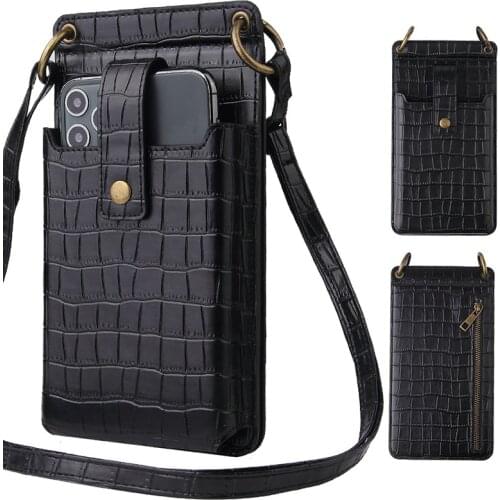 Alligator Pattern Phone Pocket Small Shoulder Bag For Women Mini Crossbody Messenger Card Bags Super Thin Ladies Mirror Pocket