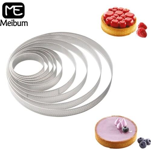 Meibum Various Round Stainless Steel Tart Ring French Cheese Mousse Dessert Cake Mold Pizza Mould Fruit Cream Pie Pan Bake Tools