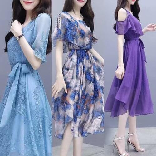 Fashion Summer Dress Breastfeeding Clothing New Super Slim Flower Chiffon Mid-length Dress For pregnant woman Ladys