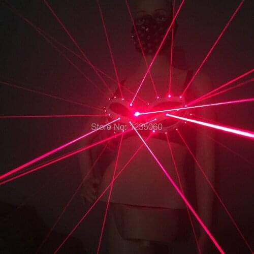 Fashion Red Laser Luminous Sexy Lady Bra Laser Show Stage Costumes For Singer Dancer Nightclub Performers
