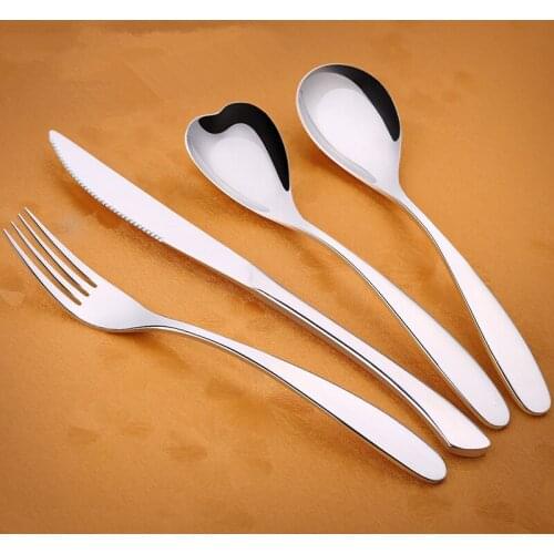 Western Stainless Steel Sliver Cutlery Set Dinnerware Tableware Silverware Sets Dinner Knife and Fork Set