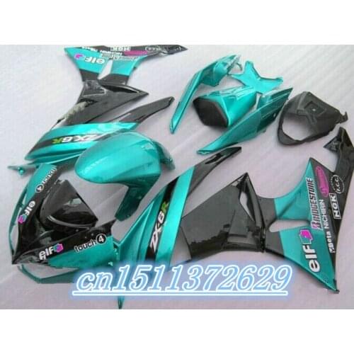 Dor-Brand new Fairings for Kawasaki 2009 2010 2011 2012 ZX6R parts 09 10 11 12 new light blue black fairing kits D