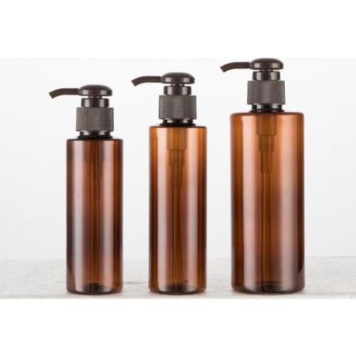 Brown 100ML 120ML 250ML X 40 Empty Lotion Pump Bottles PET Bottle For Facial Cleanser Shampoo Shower Gel Make-up Remover
