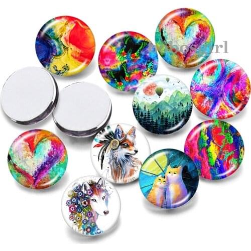 Multicolor love cat 12mm18mm 20mm Snap button jewelry DIY Bracelet Round photo glass cabochons P6990