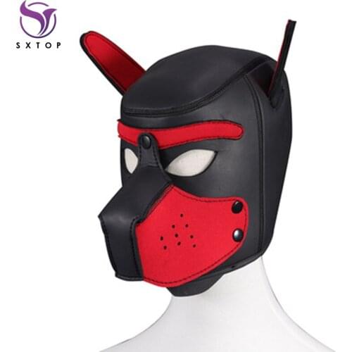 Sexy Dog Headgear BDSM Bondage Leather Face Mask Cosplay Slave Restraint Sex Tools For Couple SM Flirting Game Erotic Adult Toys