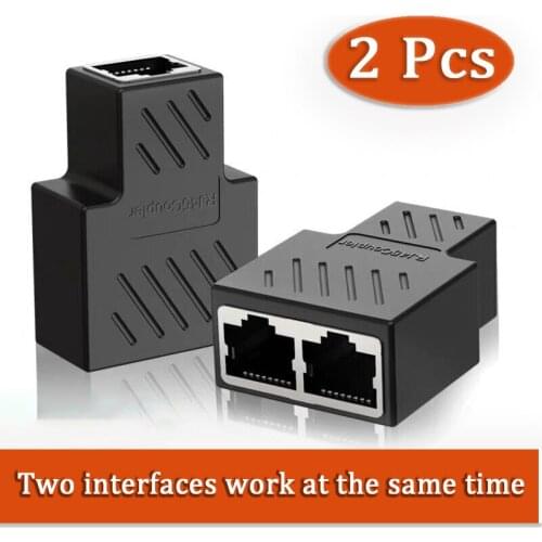 2PCS RJ45 Network Splitter Adapter 1 To 2 LAN RJ45 Female Network Splitter LAN Connector Ethernet Splitter Coupler Double Socket