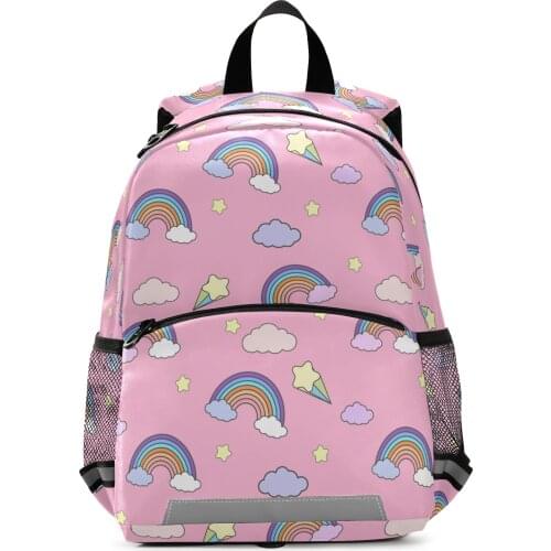 2021 New School Backpacks Girls Book Bag Rainbow Design Cute Girl School Bag 3D Knapsack Children School Backpack Kids Satchel