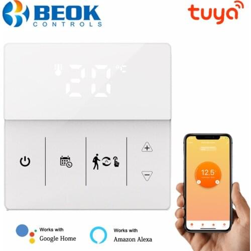 Beok Gas Boiler WiFi Thermostat Tuya Smart Remote Temperature Controller Room Heating Touch Screen Works with Google Home Alexa