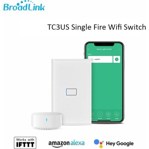 Broadlink TC3 US 1/2/3 Gang WIFI Smart Light Switch Without Neutral Wire Touch Remote Control Support Google Home Alexa Voice