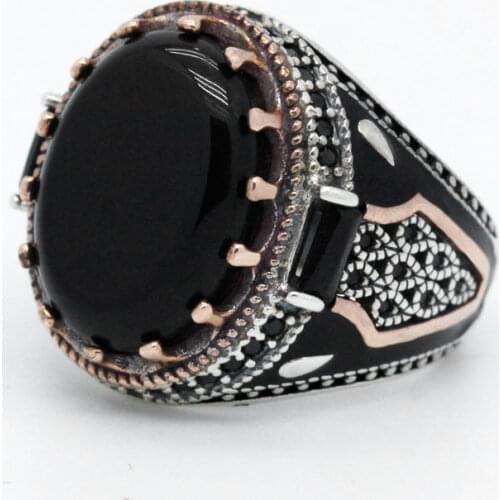 Vintage Mens Ring 925 Silver Signet Ring For Women Onyx Stone Paw Print Auspicious Handmade Turkey Jewelry Gift For Wedding