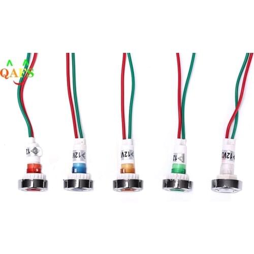 1/10pcs Car Boat 12V 10mm LED Indicator Light Pilot Dashboard Panel Warning Lamp Wired IP 45