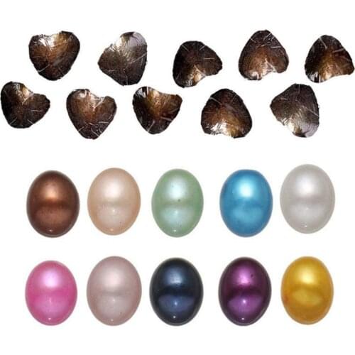 10/20pcs 6-8 mm Natural Oval Bead Oysters Pearl Oyster Pearl Mussel Individually Wrap Random Color Birthday Christmas Gift