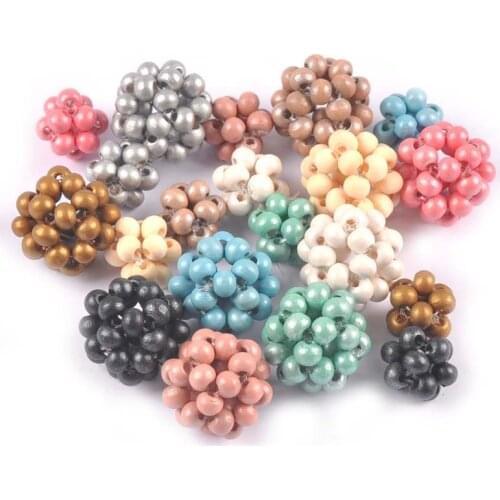 5Pcs/Lot Multicolor Wood Ball Garment Beads For Jewelry Accessories Earrings DIY Handmade Hair Material Decoration 14/22mm m2252