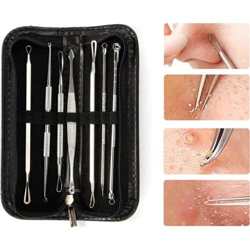 7pcs Blackhead Remover Tool Black Spots Needles Pore Cleanser Vacum Comedone Pimple Blemish Extractor Beauty Acne Remover Tools