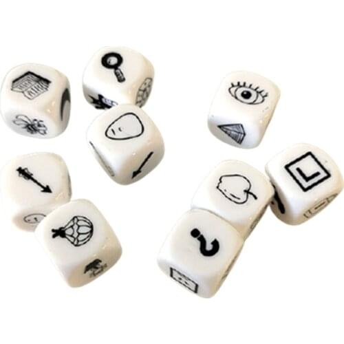 9PCs Dice Telling Story with Sticker Story Dice Game Family Parents Party Funny Imagine Magic Puzzles Kids Educational Toys
