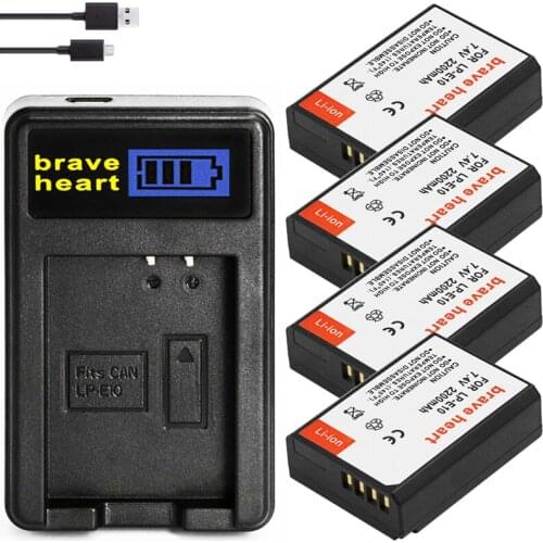 LP-E10 LP E10 LPE10 Camera Batteries+LCD USB Charger for Canon EOS 1100D 1200D 1300D Kiss X50 X70 X80 Rebel T3 T5 T6 L10