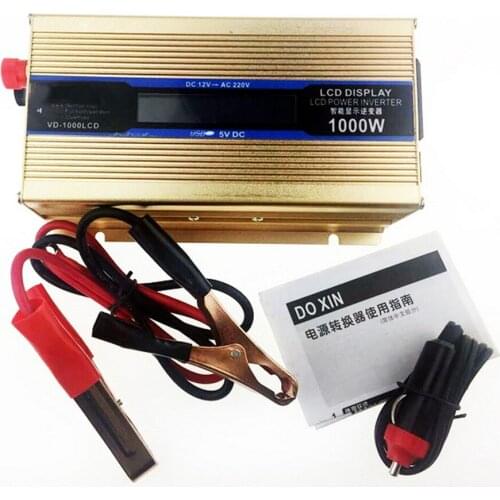 Car Power Inverter Automobile Charger 1000W 12V/24V To 110V/220V Power Supply Switch Universal Converter Vehicle Gold