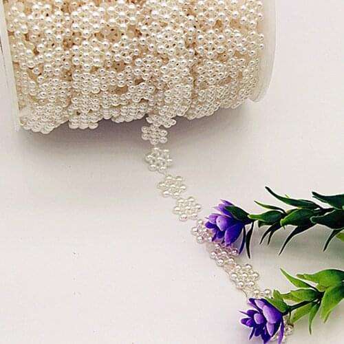 2YD 11mm Seven Plum Blossom Double Wire Beads ABS Imitation Pearl Bead Chain Handmade DIY Bead String Drill